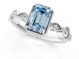 White gold Fancy Blue Emerald  Cut Diamond Milgrain Marquise Band with Prong Setting_4