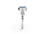 White gold Fancy Blue Emerald  Cut Diamond Milgrain Marquise Band with Prong Setting_5