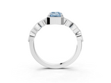 White gold Fancy Blue Emerald  Cut Diamond Milgrain Marquise Band with Prong Setting_6