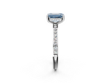White gold Fancy Blue Emerald  Cut Diamond Pavé Band Ring with Four-Prong Setting_26