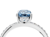 White gold Fancy Blue Emerald  Cut Diamond Pavé Band Ring with Four-Prong Setting_28