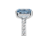White gold Fancy Blue Emerald  Cut Diamond Pavé Band Ring with Four-Prong Setting_29