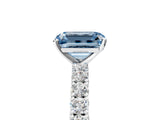 White gold Fancy Blue Emerald Cut Diamond Pavé Band Solitaire Ring with Prong Setting_90