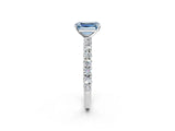 White gold Fancy Blue Emerald Cut Diamond Pavé Band Solitaire Ring with Prong Setting_93