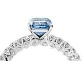 White gold Fancy Blue Emerald Cut Diamond Pavé Band Solitaire Ring with Prong Setting_95