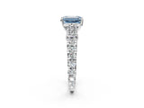 White gold Fancy Blue Emerald  Cut Diamond Pavé Band Solitaire with Four-Prong Setting_17