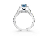 White gold Fancy Blue Emerald  Cut Diamond Pavé Band Solitaire with Four-Prong Setting_18