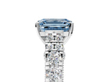 White gold Fancy Blue Emerald  Cut Diamond Pavé Band Solitaire with Four-Prong Setting_20