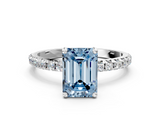White gold Fancy Blue Emerald  Cut Diamond Pavé Band Solitaire with Four-Prong Setting_3