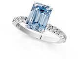 White gold Fancy Blue Emerald  Cut Diamond Pavé Band Solitaire with Four-Prong Setting_4