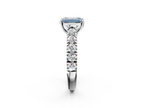 White gold Fancy Blue Emerald  Cut Diamond Pavé Band Solitaire with Four-Prong Setting_5