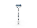 White gold Fancy Blue Emerald  Cut Diamond Pavé Band Solitaire with Four-Prong Setting_5