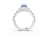 White gold Fancy Blue Emerald  Cut Diamond Pavé Band Solitaire with Four-Prong Setting_6