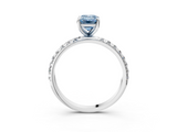 White gold Fancy Blue Emerald  Cut Diamond Pavé Band Solitaire with Four-Prong Setting_6