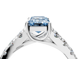White gold Fancy Blue Emerald  Cut Diamond Pavé Band Solitaire with Four-Prong Setting_7