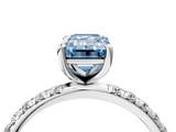 White gold Fancy Blue Emerald  Cut Diamond Pavé Band Solitaire with Four-Prong Setting_7