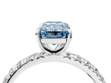 White gold Fancy Blue Emerald  Cut Diamond Pavé Band with Four-Prong Setting_17