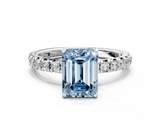 White gold Fancy Blue Emerald  Cut Diamond Pavé Band with Four-Prong Setting_33