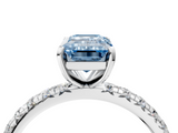 White gold Fancy Blue Emerald  Cut Diamond Pavé Band with Four-Prong Setting_37