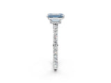 White gold Fancy Blue Emerald Cut Diamond Pavé Engagement Ring with Round  Accents and Prong Setting_92