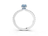 White gold Fancy Blue Emerald Cut Diamond Pavé Engagement Ring with Round  Accents and Prong Setting_93
