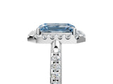 White gold Fancy Blue Emerald Cut Diamond Pavé Halo Ring with Four-Prong Setting_53