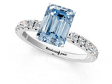 White gold Fancy Blue Emerald Cut Diamond Pavé Solitaire Engagement Ring with Four-Prong Setting_67