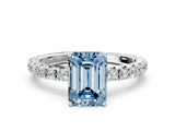 White gold Fancy Blue Emerald Cut Diamond Pavé Solitaire Engagement Ring with Four-Prong Setting_67