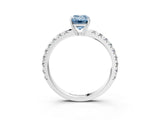 White gold Fancy Blue Emerald Cut Diamond Pavé Solitaire Engagement Ring with Four-Prong Setting_69
