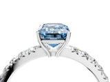 White gold Fancy Blue Emerald Cut Diamond Pavé Solitaire Engagement Ring with Four-Prong Setting_70