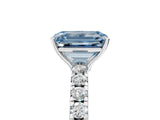 White gold Fancy Blue Emerald Cut Diamond Pavé Solitaire Engagement Ring with Four-Prong Setting_71