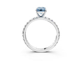 White gold Fancy Blue Emerald Cut Diamond Pavé Solitaire Ring with Round Band and Prong Setting_16