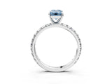 White gold Fancy Blue Emerald Cut Diamond Pavé Solitaire Ring with Round Band and Prong Setting_40
