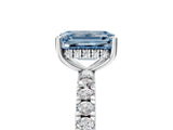 White gold Fancy Blue Emerald Cut Diamond Pave Band Solitaire Ring with Round  and Prong Setting_152