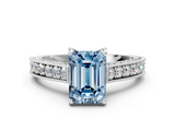 White gold Fancy Blue Emerald  Cut Diamond Pave Band with Four-Prong Setting_20