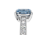 White gold Fancy Blue Emerald  Cut Diamond Pave Band with Four-Prong Setting_25