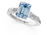 White gold Fancy Blue Emerald  Cut Diamond Ring with Baguette Side Stones, Channel Set Band, and Four-Prong Setting_4
