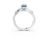 White gold Fancy Blue Emerald  Cut Diamond Ring with Baguette Side Stones, Channel Set Band, and Four-Prong Setting_6