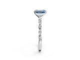 White gold Fancy Blue Emerald Cut Diamond Ring with Marquise and Round  Side Stones and Four-Prong Setting_78