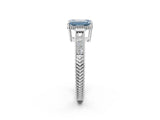 White gold Fancy Blue Emerald Cut Diamond Ring with Milgrain Pavé Band and Four-Prong Setting_34