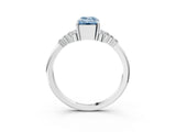 White gold Fancy Blue Emerald Cut Diamond Ring with Side Stones and Four-Prong Setting_165