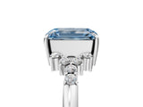 White gold Fancy Blue Emerald Cut Diamond Ring with Side Stones and Four-Prong Setting_166