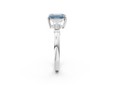 White gold Fancy Blue Emerald  Cut Diamond Ring with Tapered Baguette Side Stones in Four-Prong Setting_5