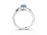 White gold Fancy Blue Emerald  Cut Diamond Ring with Tapered Baguette Side Stones in Four-Prong Setting_6