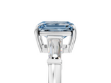 White gold Fancy Blue Emerald  Cut Diamond Ring with Tapered Baguette Side Stones in Four-Prong Setting_8