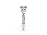 White gold Fancy Blue Emerald Cut Diamond Side Stone Engagement Ring with Four-Prong Setting_16
