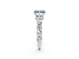 White gold Fancy Blue Emerald Cut Diamond Side Stone Engagement Ring with Four-Prong Setting_28