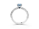 White gold Fancy Blue Emerald Cut Diamond Side Stone Solitaire Ring with Round  and Four-Prong Setting_127