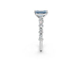White gold Fancy Blue Emerald Cut Diamond Side Stone Solitaire Ring with Round  and Four-Prong Setting_14