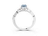 White gold Fancy Blue Emerald Cut Diamond Solitaire Celtic Knot Ring with Four-Prong Setting_105